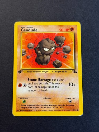 Geodude | Fossil | First Edition | Regular | Common | 47/62 | 1999 - Picture 1 of 2