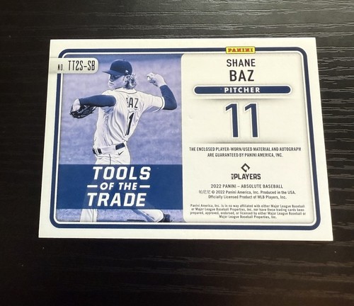 2022 Absolute Tools of the Trade PATCH Shane Baz! Rookie Autograph #’d/99 - Picture 2 of 2