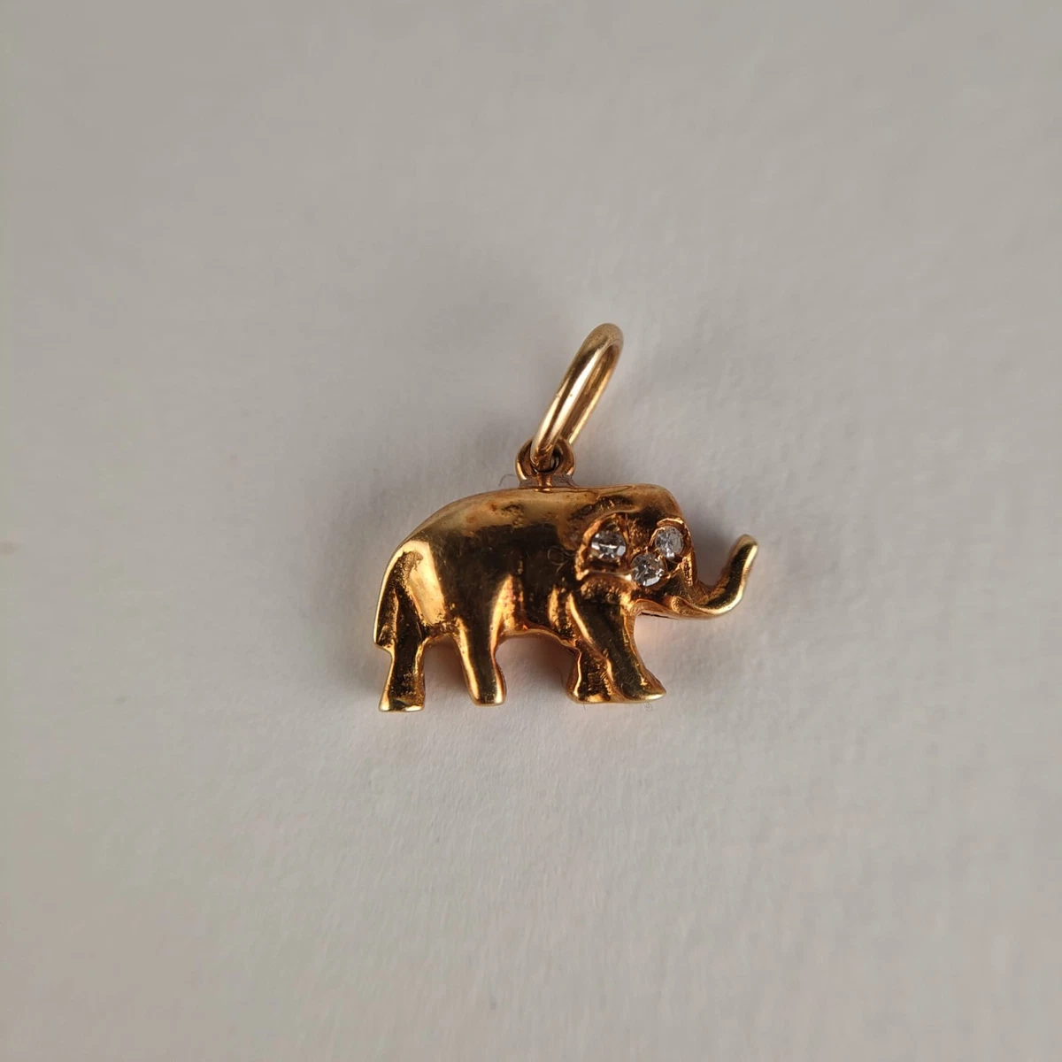 Pendentif Unisex En Or Jaune 18 Carats - Petit éléphant Salvini Avec Diamants - Neuf Sous écrin