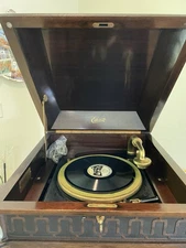 Antique 1919 Edison Record Player with 25 Records. Nice Solid Wood Cabinet Rare