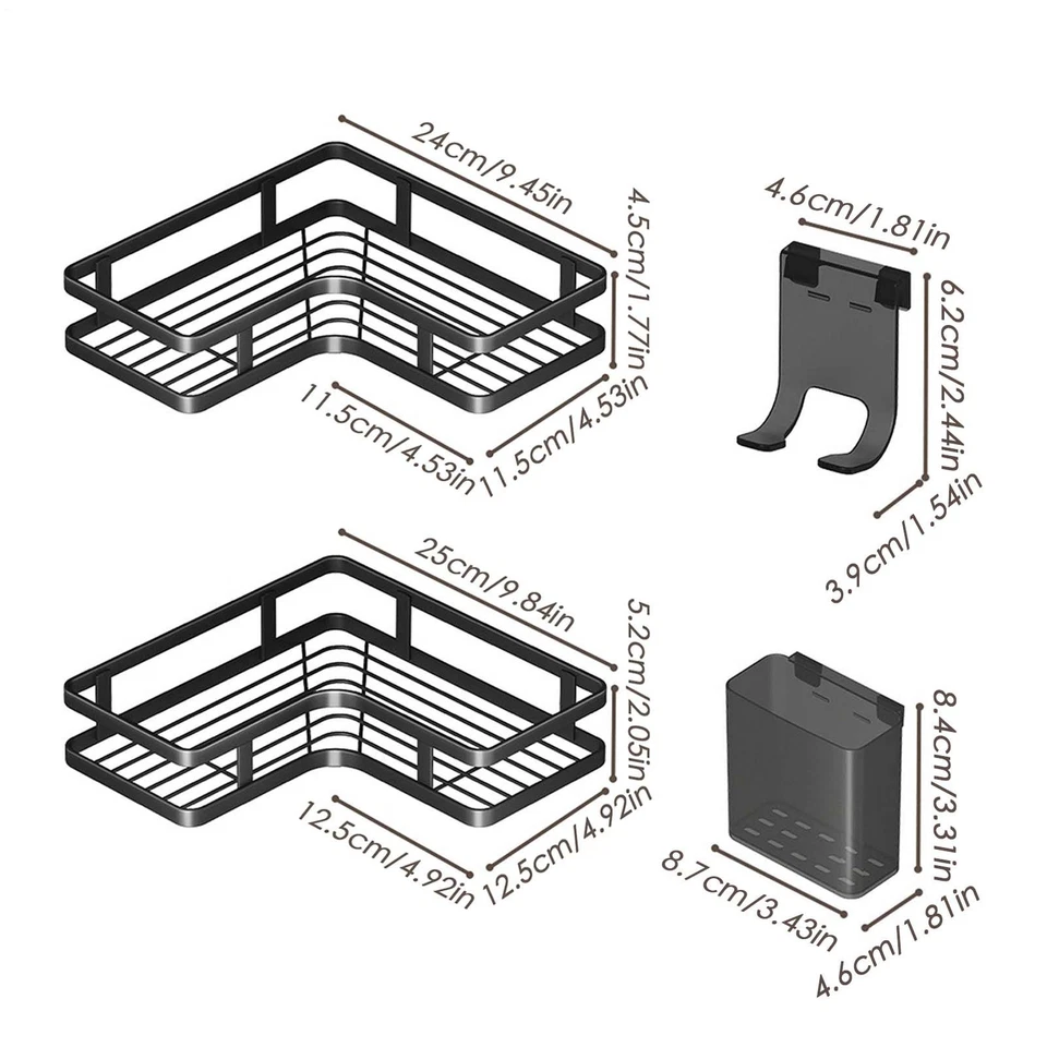 Органайзер для душа из углеродистой стали для хранения в ванной и кухни 2 штуки - Изображение 2 из 4