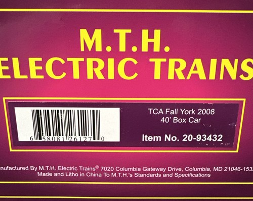 MTH 20-93432 TCA Fall York 2008 40' Boxcar NEW - Picture 2 of 3