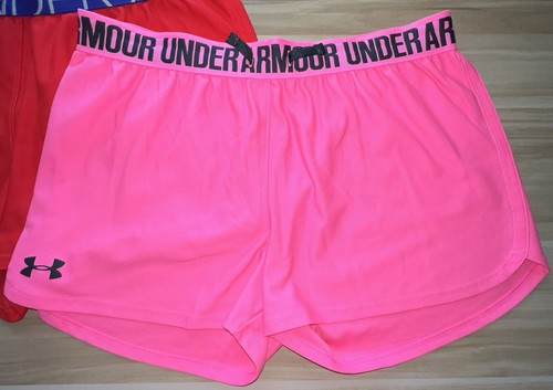 3 Girls Under Armour Play Up Solid Shorts Youth XL Athletic Black Pink Red 2.5" - Picture 2 of 24
