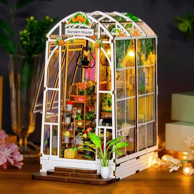 OSDUE Book Nook Kits, Garden House Puppenhaus, DIY Miniatur Haus, 3D Wandbehang