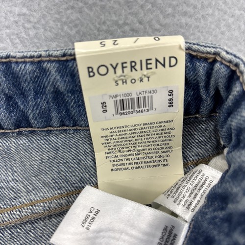 NWT Lucky Brand Boyfriend Shorts Womens Sz 0 Blue Denim Distressed Grunge Beachy - Bild 12 von 14