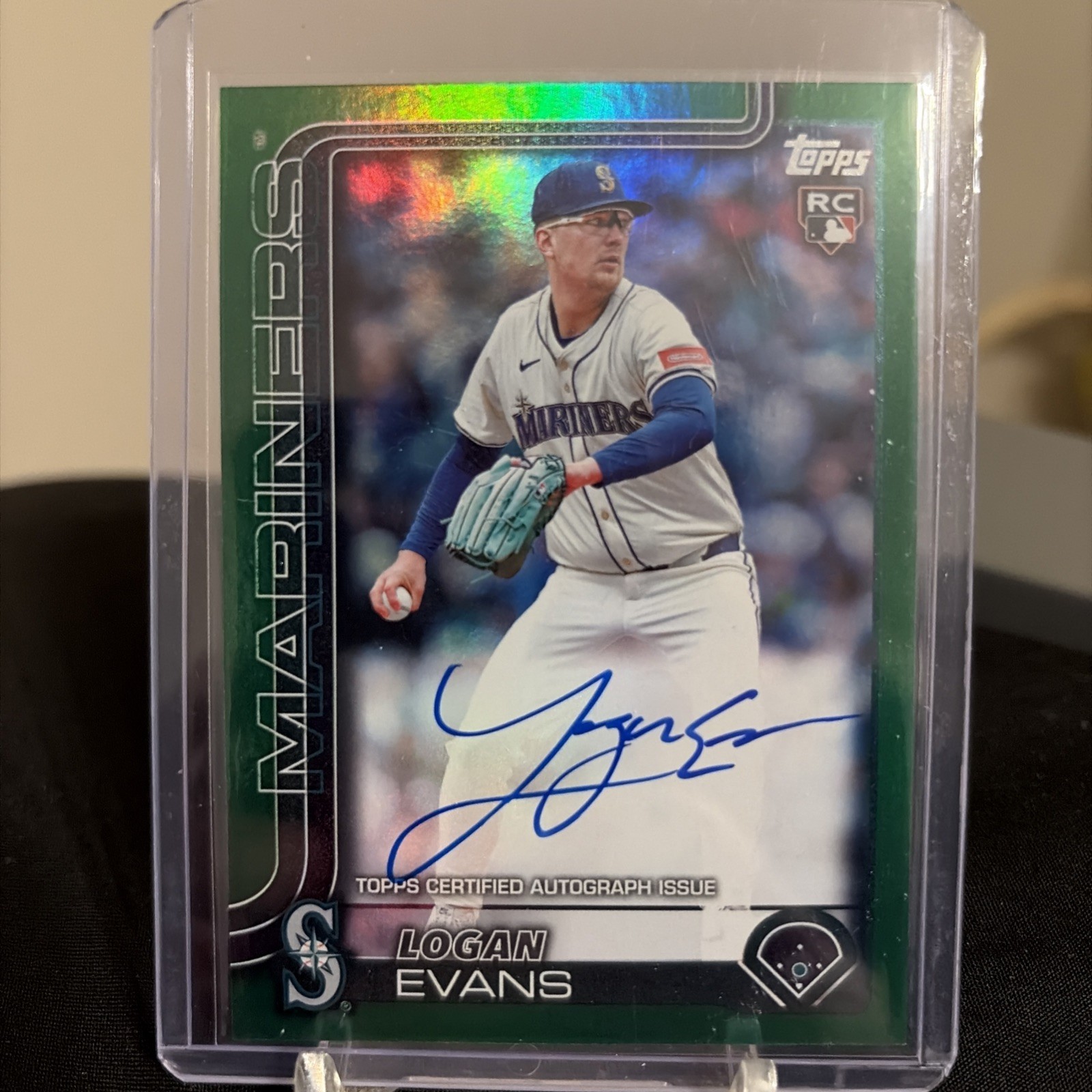 2025 Topps Update Real One Green Foil Auto /99 #US302 Logan Evans RC