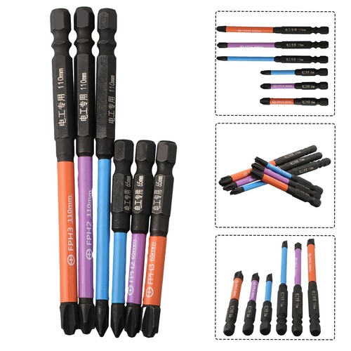 Magnetic Special Slotted Cross Screwdriver Bit For Electrician PH1 PH2 65+110mm - Picture 6 of 12