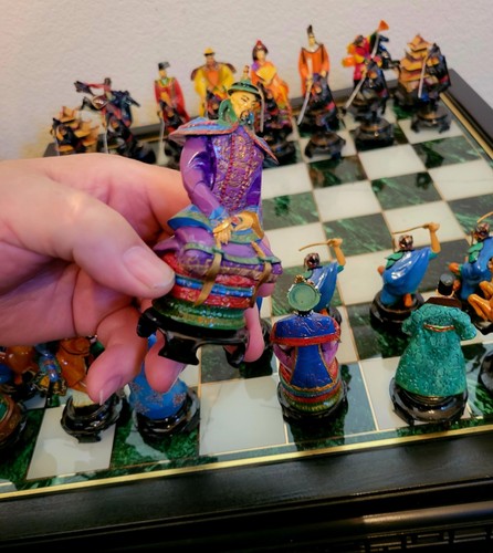 Franklin Mint Emperors Of The Orient Chess Set 4" King 21" Storage Board Asian! - Picture 19 of 24