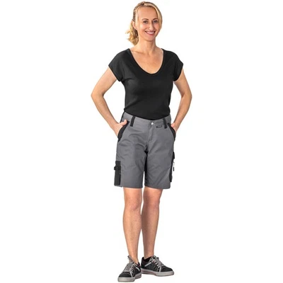 PLANAM NORIT Damen Shorts Schiefer/Schwarz Kurze Arbeitshosen Bermudas Stretch