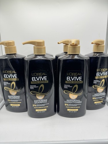 (6) L'Oreal Elvive Total Repair 5 Shampoo & Conditioner Damage Hair Pump 28Oz - Picture 1 of 7