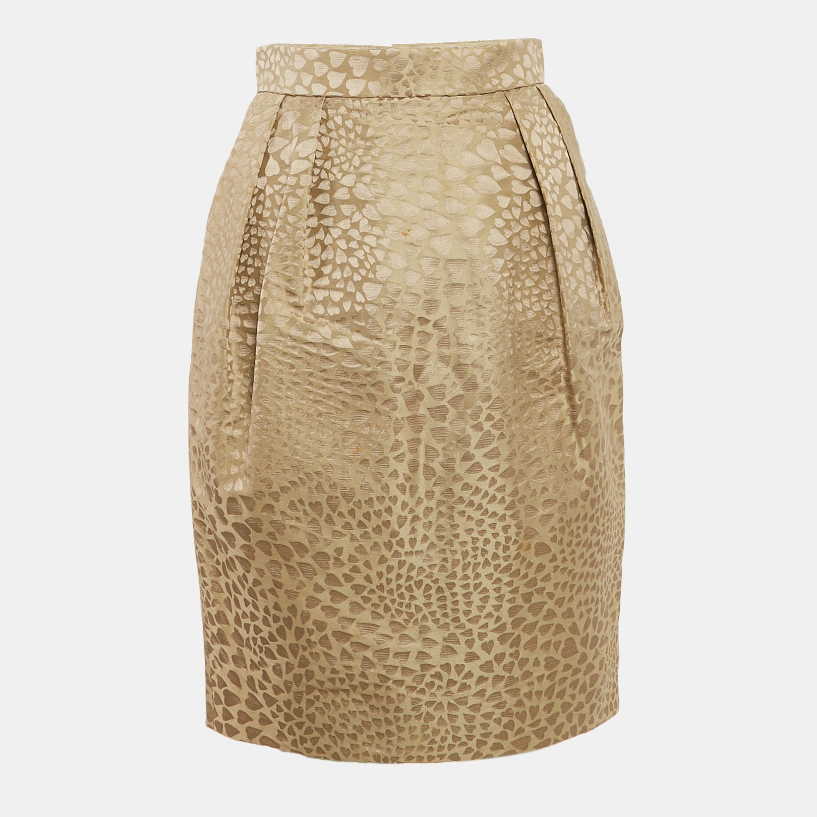 Saint Laurent gonna corta jacquard beige vintage M