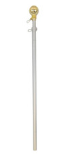 8ft Indoor Flag Pole Ball Topper 8' Telescoping Flag Pole 8ft POLE ONLY - SILVER