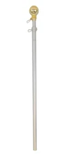 8ft Indoor Flag Pole Ball Topper 8' Telescoping Flag Pole 8ft POLE ONLY - SILVER