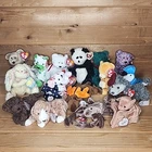TY Beanie Baby Bear Lot Of 16 Assorted Vintage Bears And Animals L6