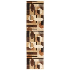 Elegant Modern Brown Beige Kitchen Runner Rug Geometric Design 9x72