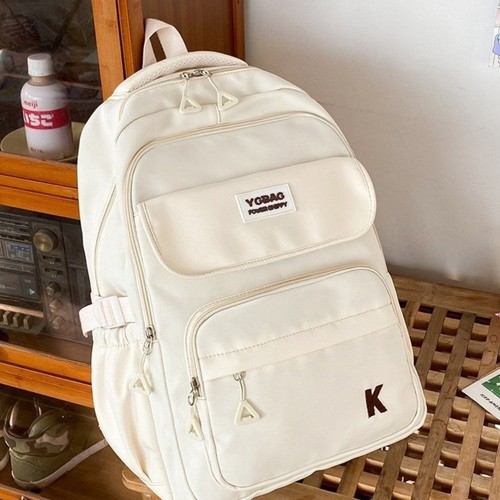 Korean Version Canvas Backpack Solid Color Computer Bag for College Students - Picture 11 of 12