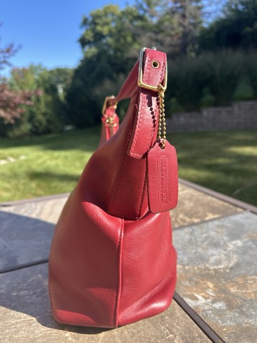 COACH E1D-9823 Red Vintage Shoulder Handbag Leather Legacy West Hobo Old Tote - Picture 5 of 21