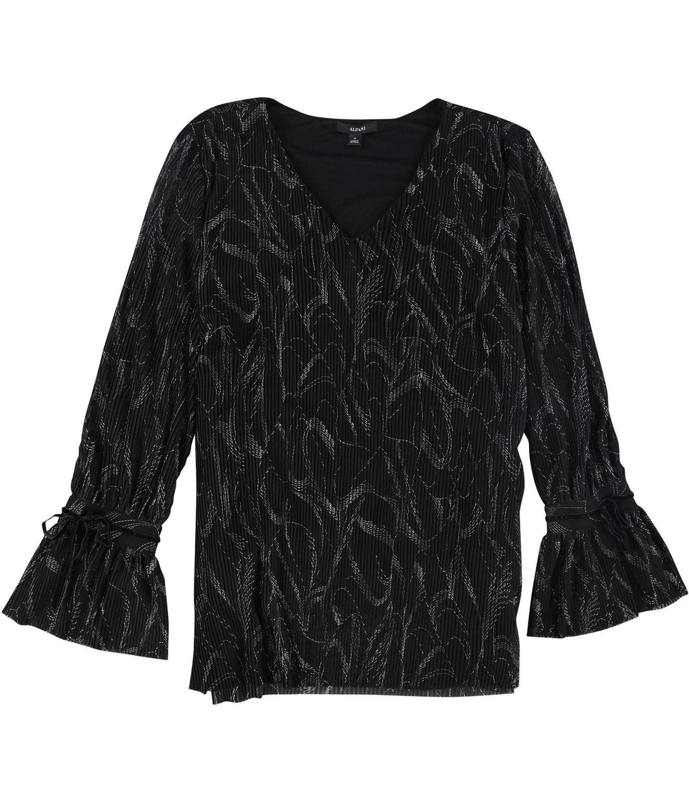 Женская плиссированная блузка-пуловер Alfani, черный, XL
