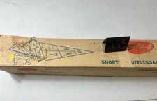 16095 Sportcraft Shorty Shuffleboard wooden 4 poles 8 pucks. Complete Mat Box