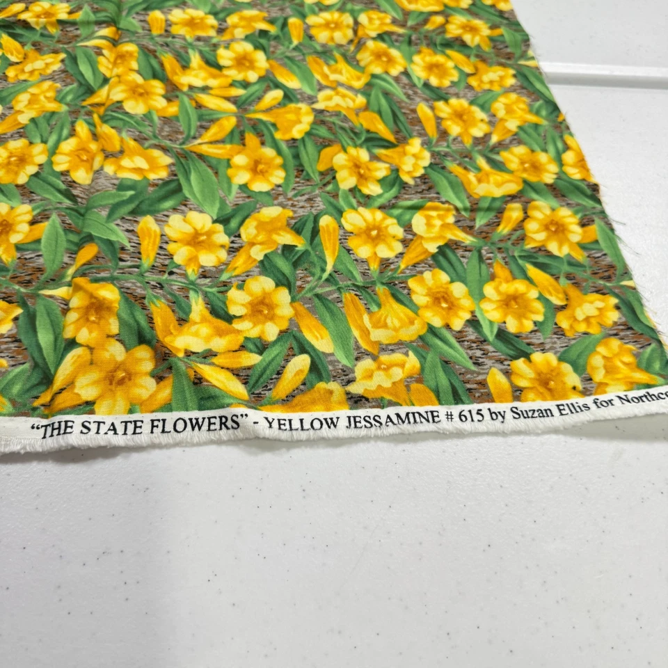 northcott quilting fabric cotton jasmine yellow state flower 615 22x44 Foto 4 de 4