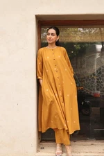 Gosriki Women'S Rayon Viscose A-Line Printed Kurta With Palazzo (Khergam Yell...