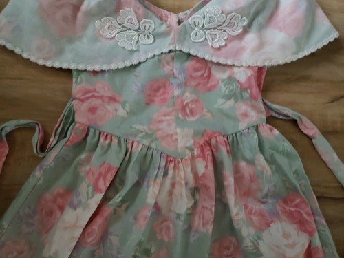 vintage Sarah Too by Sarah Kent pink green floral dress size 7 - Picture 3 of 7