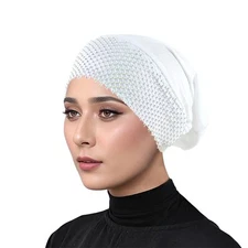 Islamic Inner Hat Hijab Chemo Hat Headscarf Pre-Tied Hot Drill Beanie Turban Cap
