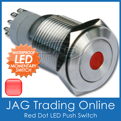 RED DOT LED STAINLESS STEEL PUSH BUTTON MOMENTARY START SWITCH Boat//Car//Horn