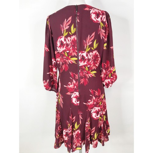 White House Black Market Dress Womens 10 Red Burgundy Floral Flowy Cottagecore - Picture 4 of 11