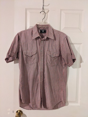 Camisa de Rodeo A Presión De Colección Flying R Ranchwear Ruddock Hombres Western Talla M Roja A Cuadros Perla - Imagen 5 de 6