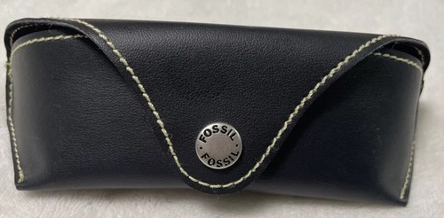 Fossil Sunglasses Case Black w/ White Stitch Eyeglasses Leather