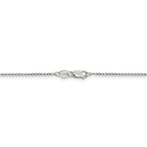 925 Sterling Silver 1.4mm Diamond-cut Rolo Chain; 20 inch; Lobster Clasp - Imagen 3 de 6