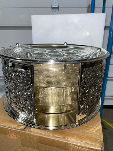 Plato Seder Clásico Redondo Tres Niveles Pesaj Estilo Filigrana - Imagen 4 de 4