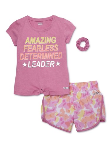 Hind Girls Pink Graphic T-Shirt & Tie-Dye Shorts 2-Pcs Activewear Set, Size S(4) - Picture 3 of 3
