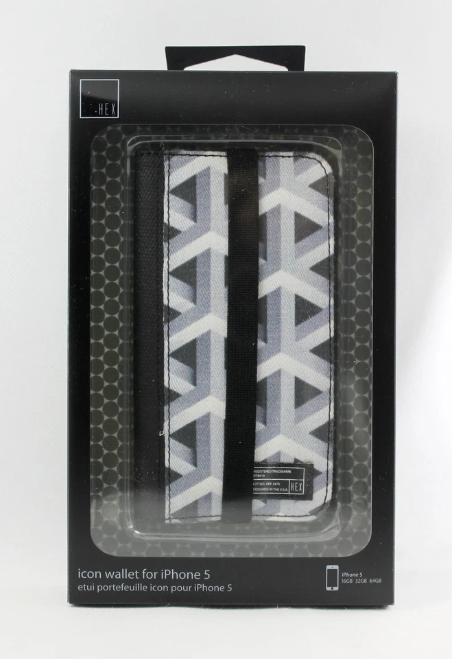 Funda de cuero tipo billetera HEX Icon con ranuras para tarjetas para iPhone SE iPhone 5S 5 negra/blanca Foto 4 de 4