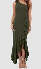 Xscape Women's Green One-Shoulder High-Low Dress Size 12