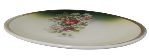 Antiguo plato de porcelana de tres coronas Alemania pintado a mano flores de cerezo dorado - Imagen 5 de 10