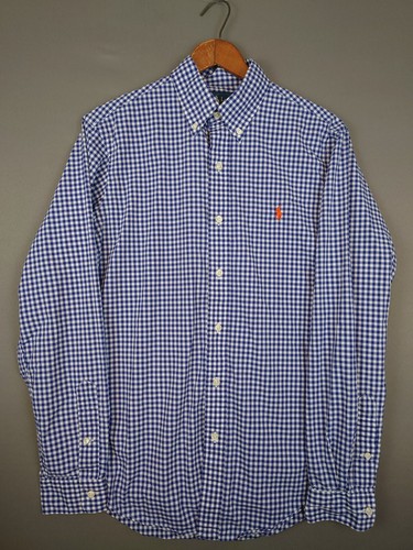 Ralph Lauren Checkered Blue Button Down Lined Shirt Men's Size Small Cotton - Afbeelding 3 van 10