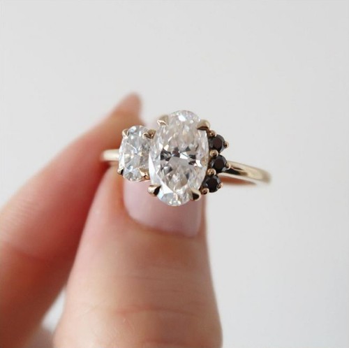 2.3 Ct Oval Cut Two Stone Moissanite Engagement Ring 925 Yellow Gold Plated Ring - Picture 8 of 8