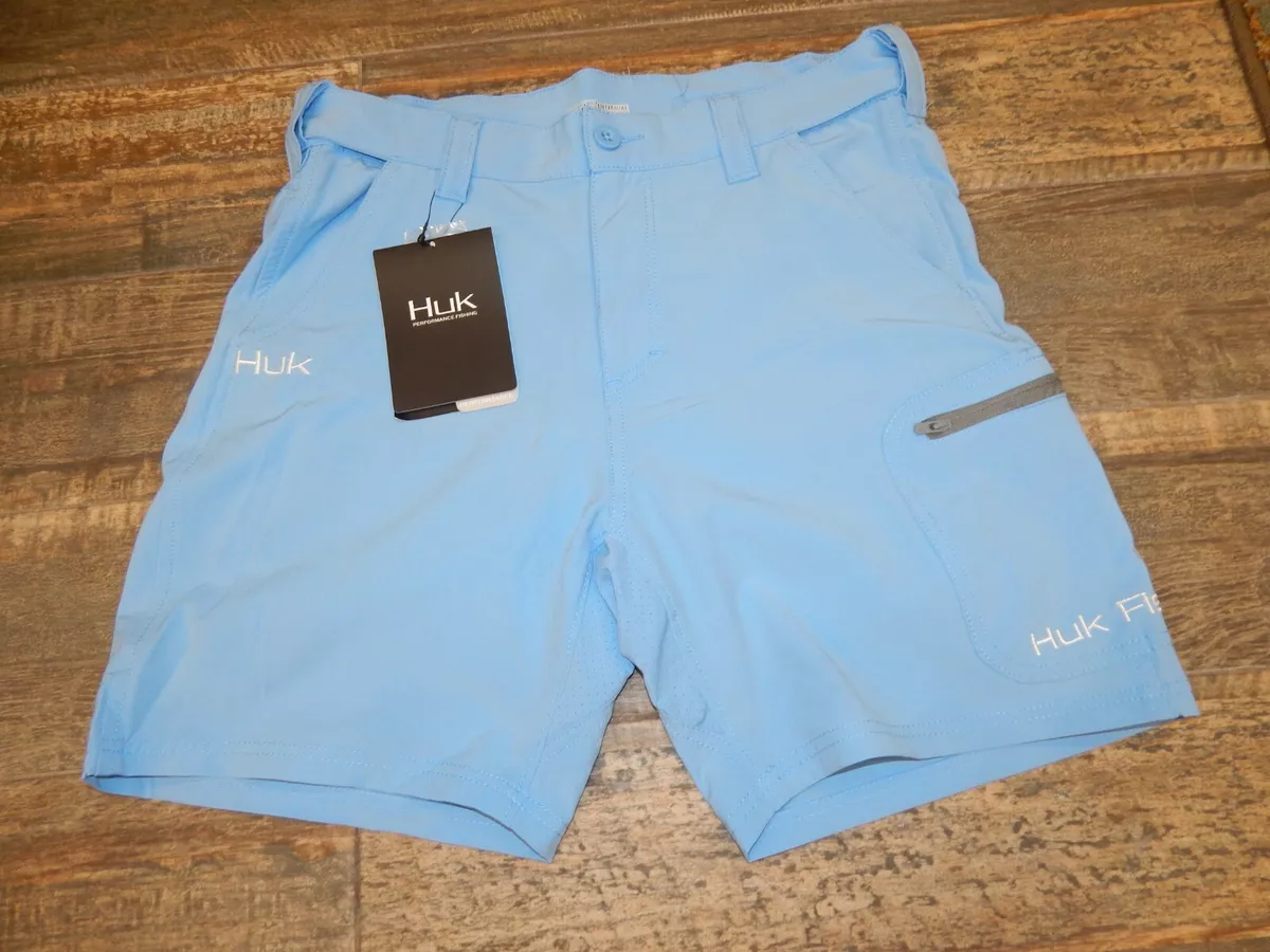 NEW Men's Huk Performance Fishing Shorts 7 Inseam Sky Blue NWT Medium