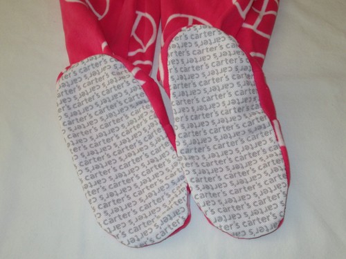Carters Fleece Footed Pajama Blanket Sleeper Size 6 7 10 12 Peace Sign Hot Pink - Picture 10 of 10