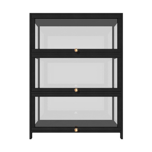 3 Tier Display Cabinet Storage Shelves Bamboo Clear Bookshelf Rack Bookcase Unit - Picture 4 of 26