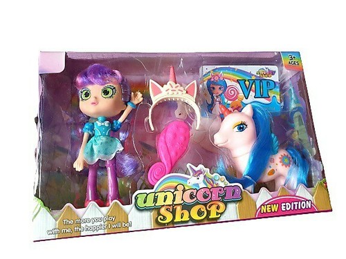 UNICORN Girls Boys Toy Set Doll VIP Card Comb Tiara Party Gift Christmas Age 3+ - Picture 2 of 17
