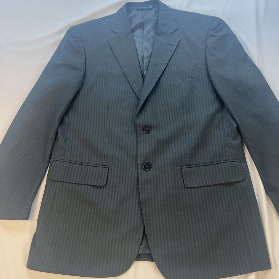 Blazer Ferrecci esporte tamanho 42 casaco masculino listra cinza mangas com 4 botões - Imagem 2 de 4