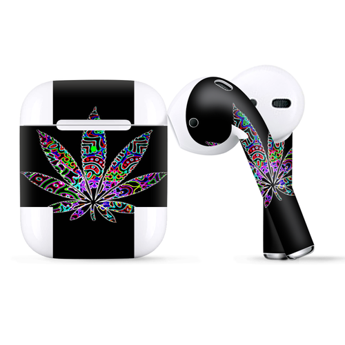 Skins Wraps compatible for Apple Airpods pot leaf marijuana colorful retro  | eBay