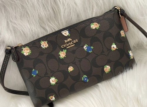 Coach Zip Top Crossbody In Signature Canvas With Vintage Mini Rose Print C7425 - Picture 5 of 12