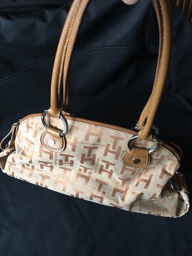 tommy hilfiger canvas tote bag handbag women accessories purse good used TH bags - Picture 11 of 12