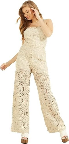 GUESS Womens Juley Lace Jumpsuit Cream Beige Size S Halter Crossback NWOT - Picture 5 of 8