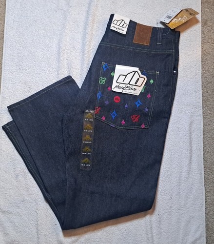 Vintage Y2K Johnny Blaze Jeans Vuitton Größe 38 x 31 1/2 Hip Hop bestickt Neu