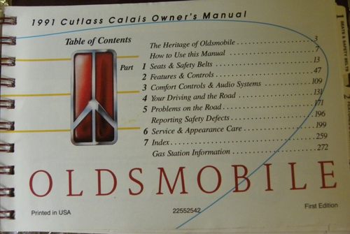 Factory Owners Manual 1991 Oldsmobile Cutlass Calais with Glove Box folder case - Picture 3 of 5
